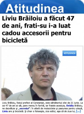 Liviu Brăiloiu a făcut 47 de ani, frati-su i-a luat cadou accesorii pentru bicicletă